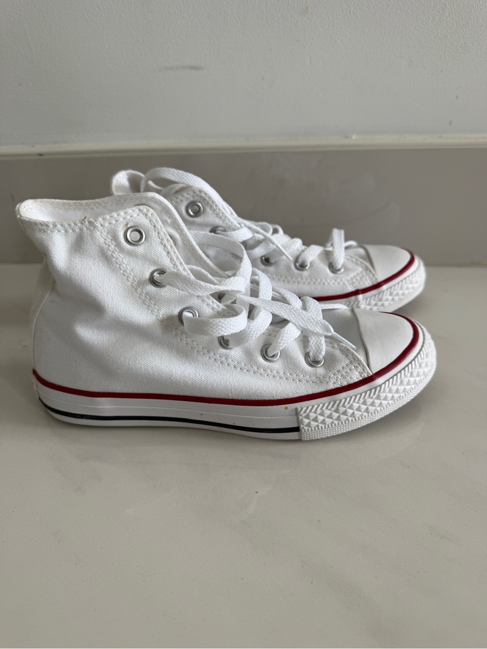 NEW in Box Converse White High-Top Kids Sneakers with Red Accent